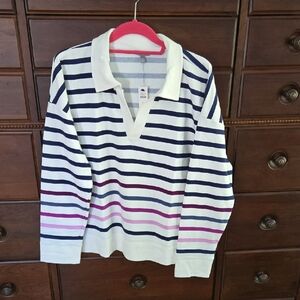 Talbot's Pullover Johnny Collar Striped Top Size XL. NEW!
